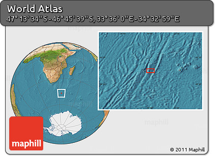 Satellite Location Map of the Area around 46° 59' 36" S, 34° 4' 30" E