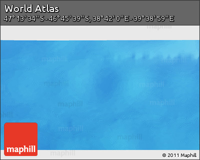 Physical 3D Map of the Area around 46° 59' 36" S, 39° 10' 29" E