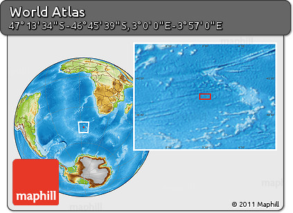 Physical Location Map of the Area around 46° 59' 36" S, 3° 28' 30" E