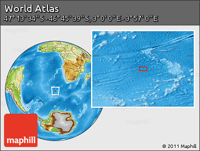 Physical Location Map of the Area around 46° 59' 36" S, 3° 28' 30" E