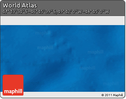 Physical 3D Map of the Area around 46° 59' 36" S, 49° 13' 30" W