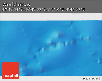 Physical 3D Map of the Area around 46° 59' 36" S, 4° 19' 30" E