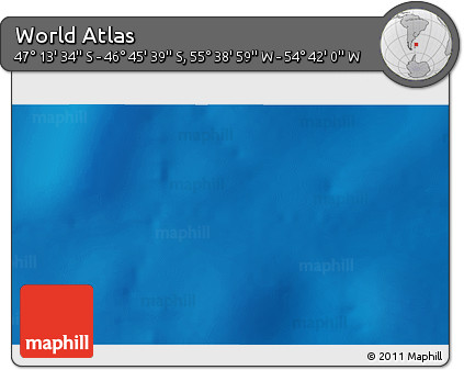 Physical 3D Map of the Area around 46° 59' 36" S, 55° 10' 29" W