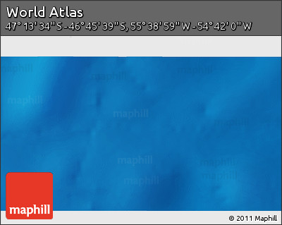 Physical 3D Map of the Area around 46° 59' 36" S, 55° 10' 29" W