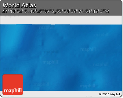 Physical 3D Map of the Area around 46° 59' 36" S, 55° 10' 29" W