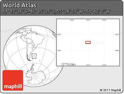 Blank Location Map of the Area around 46° 59' 36" S, 55° 10' 29" W