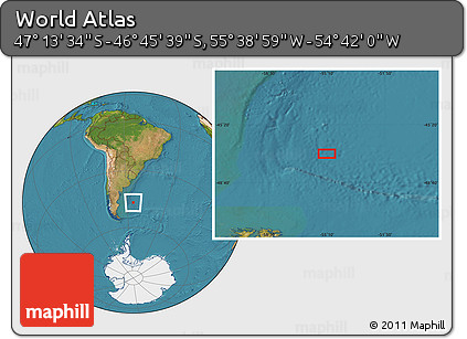 Satellite Location Map of the Area around 46° 59' 36" S, 55° 10' 29" W