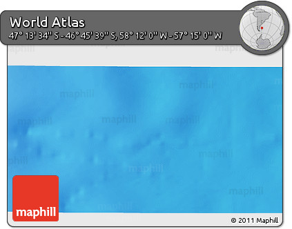 Physical 3D Map of the Area around 46° 59' 36" S, 57° 43' 30" W