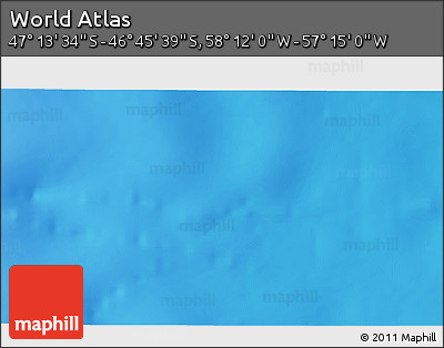 Physical 3D Map of the Area around 46° 59' 36" S, 57° 43' 30" W