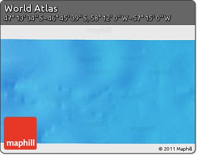 Physical 3D Map of the Area around 46° 59' 36" S, 57° 43' 30" W