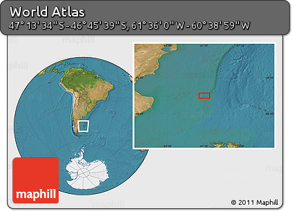 Satellite Location Map of the Area around 46° 59' 36" S, 61° 7' 30" W