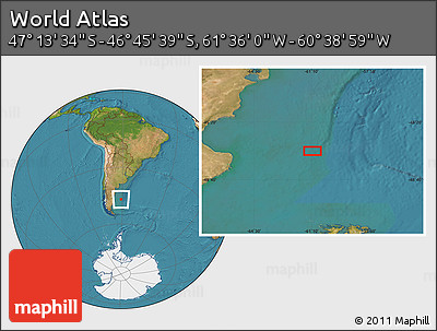 Satellite Location Map of the Area around 46° 59' 36" S, 61° 7' 30" W