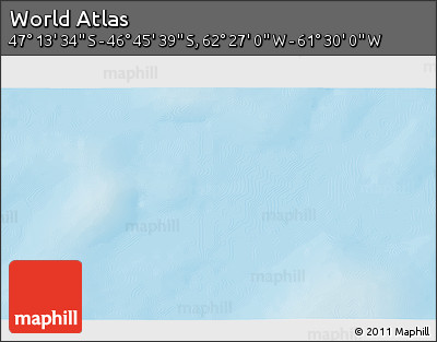 Physical 3D Map of the Area around 46° 59' 36" S, 61° 58' 30" W