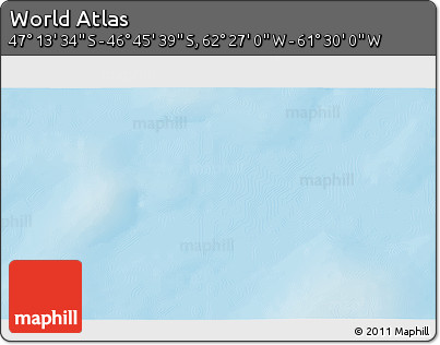 Physical 3D Map of the Area around 46° 59' 36" S, 61° 58' 30" W