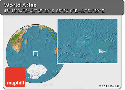 Satellite Location Map of the Area around 46° 59' 36" S, 66° 22' 30" E