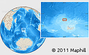 Shaded Relief Location Map of the area around 46° 59' 36" S, 68° 4' 29" E