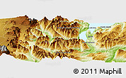 Physical Panoramic Map of the area around 46° 59' 36" S, 73° 1' 30" W