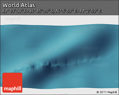 Satellite 3D Map of the Area around 46° 59' 36" S, 76° 34' 29" E