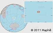Gray Location Map of the area around 46° 59' 36" S, 76° 34' 29" E