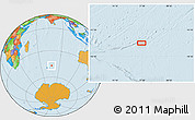 Political Location Map of the area around 46° 59' 36" S, 77° 25' 30" E