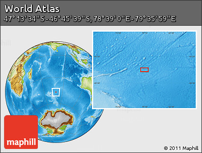 Physical Location Map of the Area around 46° 59' 36" S, 79° 7' 30" E