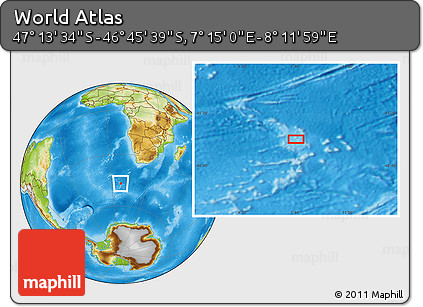 Physical Location Map of the Area around 46° 59' 36" S, 7° 43' 29" E