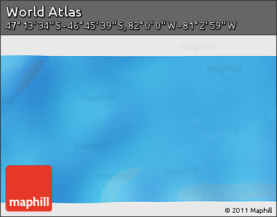 Physical 3D Map of the Area around 46° 59' 36" S, 81° 31' 30" W