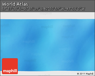 Physical 3D Map of the Area around 46° 59' 36" S, 82° 22' 30" W