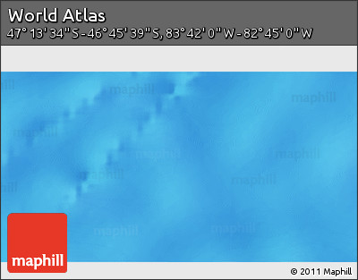 Shaded Relief 3D Map of the Area around 46° 59' 36" S, 83° 13' 29" W