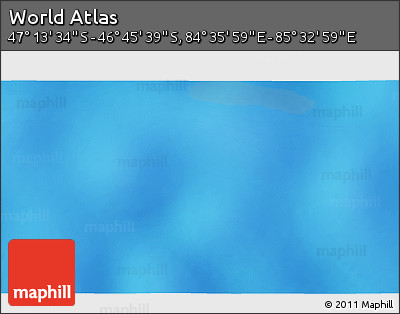 Physical 3D Map of the Area around 46° 59' 36" S, 85° 4' 29" E