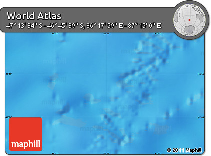 Shaded Relief Map of the Area around 46° 59' 36" S, 86° 46' 30" E