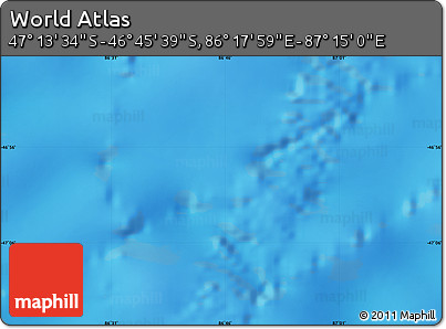 Shaded Relief Map of the Area around 46° 59' 36" S, 86° 46' 30" E