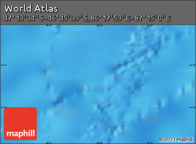 Shaded Relief Map of the Area around 46° 59' 36" S, 86° 46' 30" E
