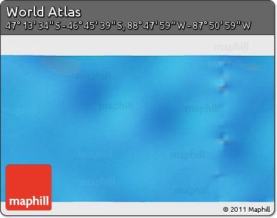 Physical 3D Map of the Area around 46° 59' 36" S, 88° 19' 29" W