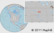 Gray Location Map of the area around 47° 16' 15" N, 100° 13' 29" W, hill shading