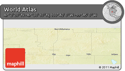 Physical Panoramic Map of the Area around 47° 16' 15" N, 100° 13' 29" W