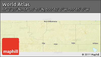 Physical Panoramic Map of the Area around 47° 16' 15" N, 100° 13' 29" W