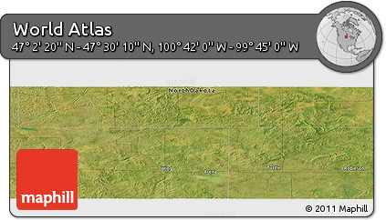Satellite Panoramic Map of the Area around 47° 16' 15" N, 100° 13' 29" W