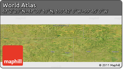 Satellite Panoramic Map of the Area around 47° 16' 15" N, 100° 13' 29" W