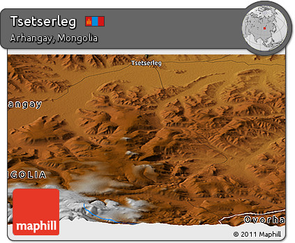 Physical Panoramic Map of Tsetserleg