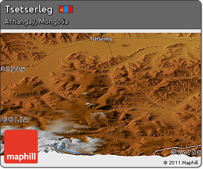 Physical Panoramic Map of Tsetserleg