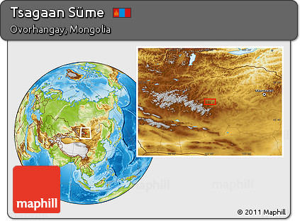 Physical Location Map of Tsagaan Süme
