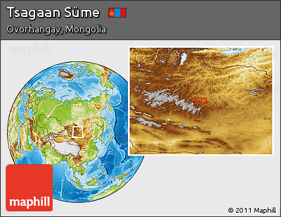 Physical Location Map of Tsagaan Süme
