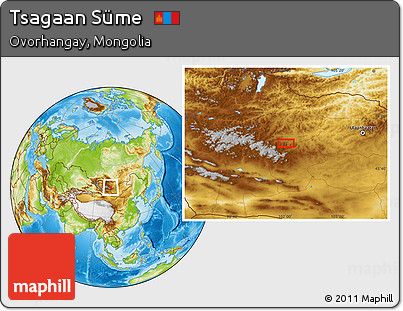 Physical Location Map of Tsagaan Süme