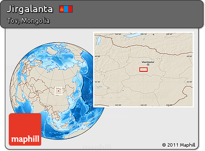 Shaded Relief Location Map of Jirgalanta