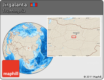 Shaded Relief Location Map of Jirgalanta