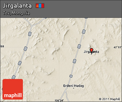 Shaded Relief Map of Jirgalanta