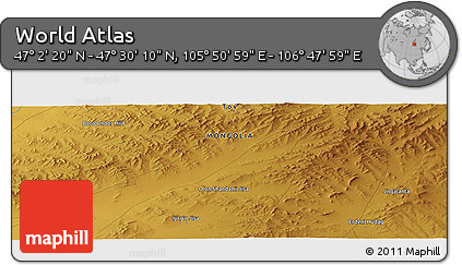 Physical Panoramic Map of the Area around 47° 16' 15" N, 106° 19' 29" E