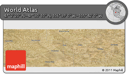 Satellite Panoramic Map of the Area around 47° 16' 15" N, 106° 10' 30" W