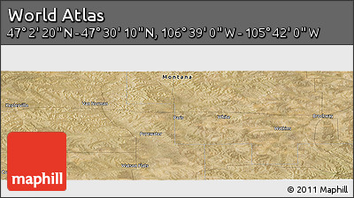 Satellite Panoramic Map of the Area around 47° 16' 15" N, 106° 10' 30" W